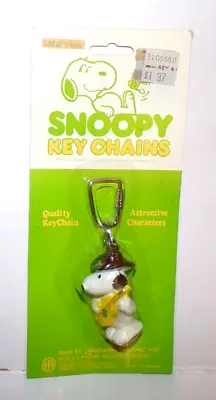 Vintage Peanuts Snoopy Keychain Aviva Rare Cowboy Guitar Banjo Figure • $19.99