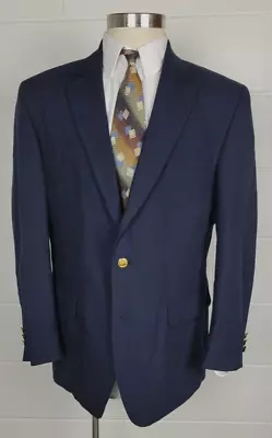 Orvis Mens Navy Blue Wool Blend 3 Button Blazer W. Gold Buttons 44R • $45