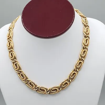 Sarah Coventry Signed Gold Tone Metal Scroll Link Chunky Chain Necklace 17 In • $19