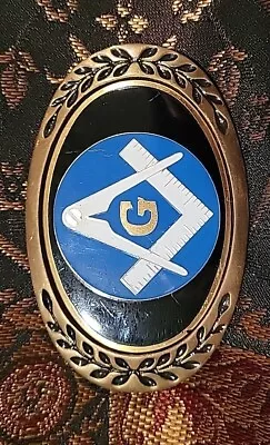 VTG MASONIC BRASS BELT BUCKLE HERITAGE BUCKLES 80s 2.25  X 3.75  1.75 BELT WIDTH • $21.99