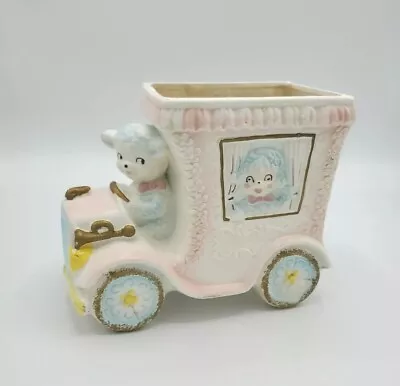 1960s Retro Planter By National Potteries. Truck With Dog Poodle Lamb Pink Blue • $16