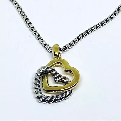 David Yurman Silver/18k Gold Double Heart Necklace • $350