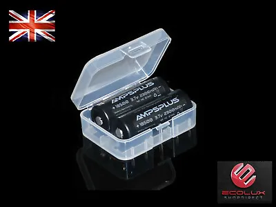 2x Ampsplus 18500 2300mAh Battery 3.7V Button Top Lithium Rechargeable Batteries • £12.89