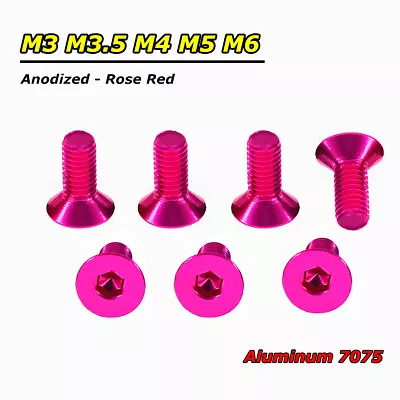M3 M3.5 M4 M5 M6 Rose Red Aluminum Flat Countersunk Socket Cap Screw Allen Bolts • $3.59