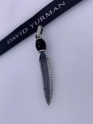 David Yurman Sterling Silver Black Onyx Feather Pendant • $199