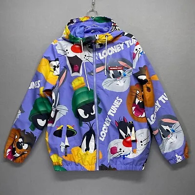 Members Only Looney Tunes Jacket Mens Medium Full Zip Hood • $34.99