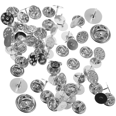 50pcs Chrome Pin Backs For Craft Making With Clutch-XL • £5.78