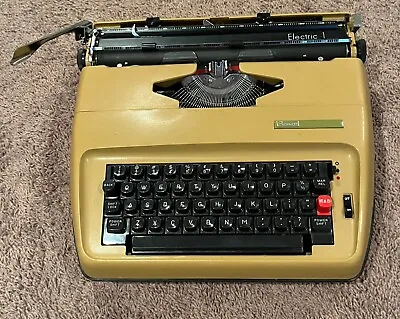 CLEAN Working Sears ELECTRIC 1 Vintage Portable Typewriter Yellow Gold 161.53200 • $100