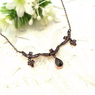 Sweet Original Bohemian Garnet Drop Necklace F221206b • $159