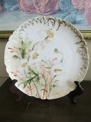 JPL Limoges France Hand Painted Cabinet Plate  Flowers Gold • £9.50