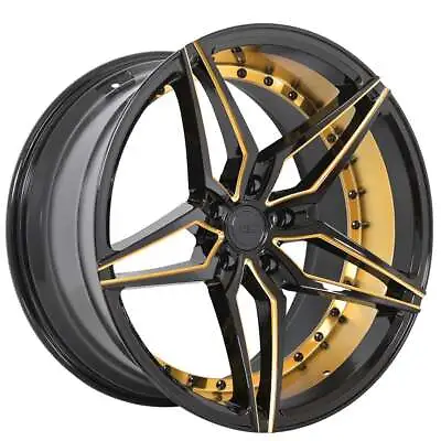 20  Ac Wheels Ac01 Gloss Black With Gold Accents Extreme Concave Rims (s10) • $1899