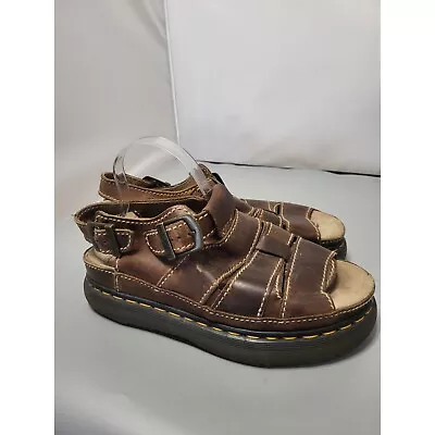 Doc Dr. Martens Vtg Brown Fisherman Platform Leather Sandals 10 Mens Y2K • $84.99