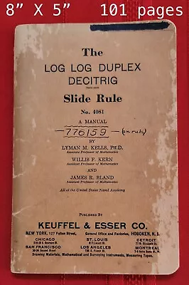 Keuffel & Esser K&E Log Log Duplex Decitrig Slide Rule No. 4081 Manual Copr 1939 • $9