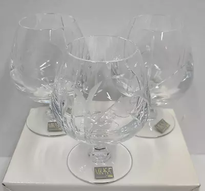 Mikasa Calla Lily Crystal Brandy Glasses Set Of 3 W/ Box Vintage • $29