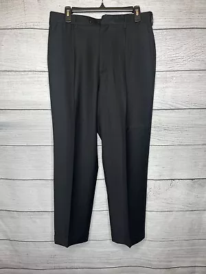 Zanella Bennett Men’s 32x30 Pleated & Cuffed Pants Black Wool Made In Italy • $38.99