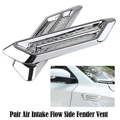 2Pcs Chrome Car Air Intake Flow Vent Side Fender Stickers Mesh Grille Trim Cover • $7.67