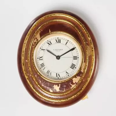 Cartier Vintage Tabletop Desk Travel Wind Up Oval Alarm Clock W Box 4 H 7511 • $471.11