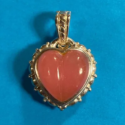 Judith Ripka Sterling Silver Pink Jade Heart Pendant • $60