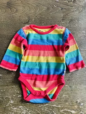 FRUGI Organic Cotton Baby 0-3 Months Rainbow Stripe Long Sleeve Body Suit • £1.99