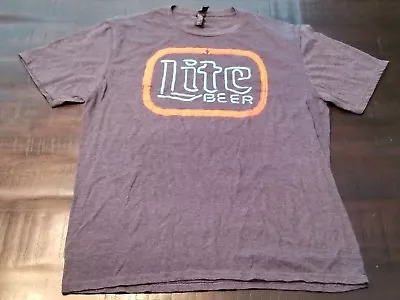 Blue-Gray Miller Lite Neon Sign Size L T-Shirt District 50% Cotton 50% Poly • $8.80