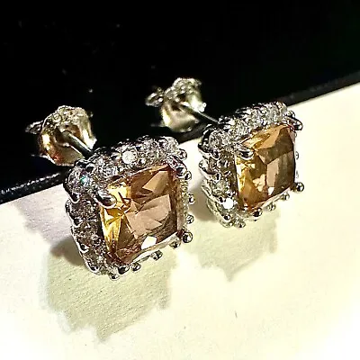 Morganite Stud Earrings Sterling Silver 925 Stud Earrings For Women Lab-created • $14.98