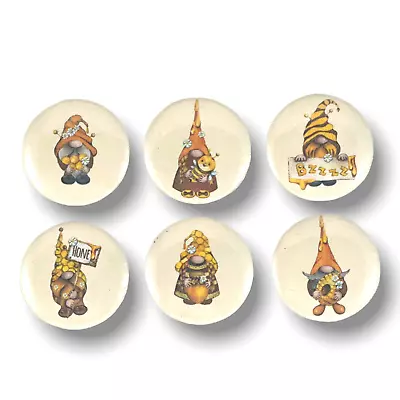 Set Of 6 Gnome Honey Bee Theme 1 Inch Magnets For Kitchen Fridge Whiteboard • $8.65