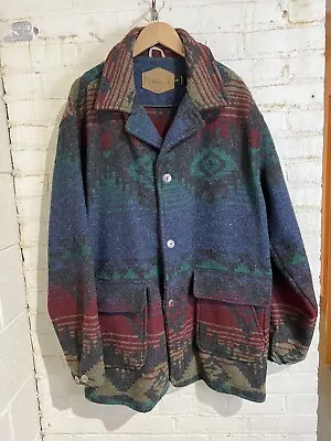 Vintage Woolrich Aztec Print Parks Large Tall Wool Western Jacket • $202.50