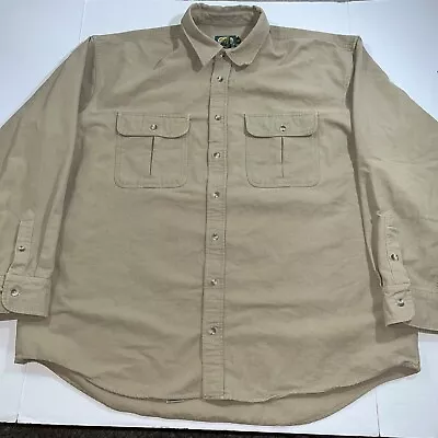 Cabelas Top Shirt Mens 2XL Tall  Flannel Chamois Button L/S Outdoors Tan Beige • $20