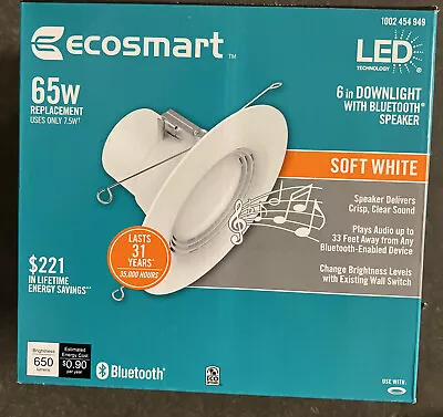 EcoSmart 6 In. Bluetooth White LED Recessed Trim DL-N35A13FR1-27 • $18.99