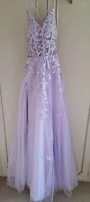 Brand New Lilac Prom Dress A-line Spaghetti Straps Side Split  Ballgown Size 8  • £99