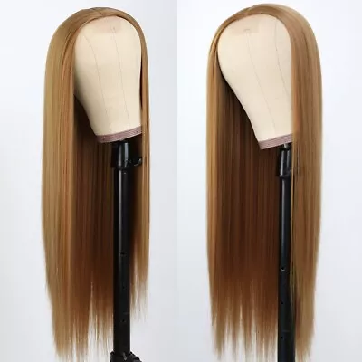 Blonde Hair Wig Long Straight Heat Resistant Synthetic Lace Front Wigs Women 22' • $15.10