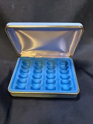 Vintage  Ring Box Travel Hardshell Clamshell Jewelry Case Blue • $22.99