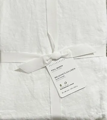 Pottery Barn Belgian Flax Linen F/Q Duvet NO SHAMS In White • $99