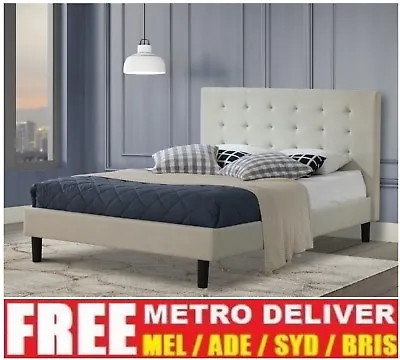 $229 • Buy Alexis Wilt King Single Double Queen King Grey Charcoal Beige Fabric Bed Frame