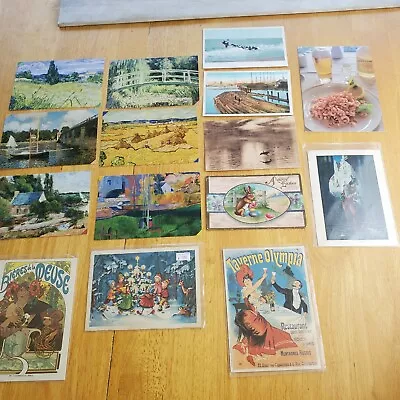 Mixed Postcard Lot Of 15 Farquharson Cheret Mucha Paintings Easter Christmas   • $10.45