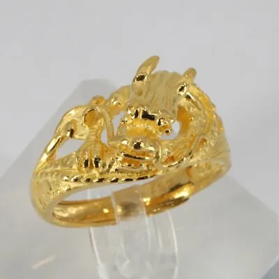 24K Solid Yellow Gold Men Women Dragon Ring Band 11.3 Grams • $1400