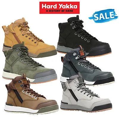 SALE Hard Yakka 3056 Lace Zip Leather Work Safety Boots Toe Protector Y60200 • $135.45