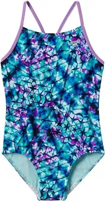 Girls Speedo Swimsuit Swim One Piece Youth Blue Purple 5 6 7 8 10 12 14 NWT NEW • $19.90