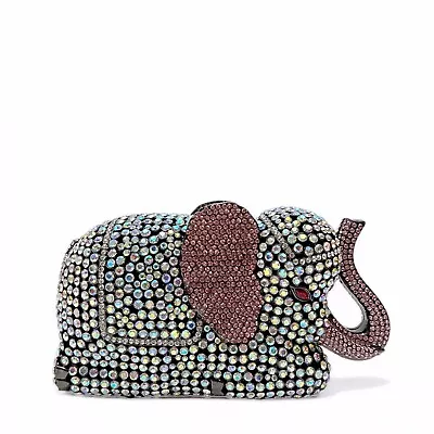 Off Park Collection AB Pink Crystal Elephant Trunk Up Minaudiere Clutch Purse • $89.99