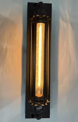 Vtg Retro Wall Sconce Lamp Steampunk Edison Rustic Wall Light W/Wire Cage +BULB! • $45