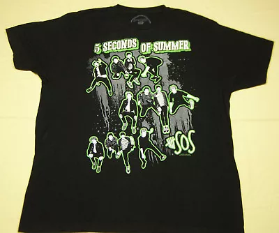 5 Seconds Of Summer Concert Tour T-Shirt Black Size XL Green Outline • $12.99