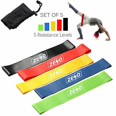 Resistance Loop Bands Mini Natural Latex Exercise Yoga 5 Piece Set Core Balance • £3.95