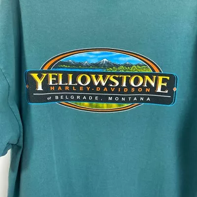 $29.59 • Buy VTG Harley-Davidson Yellowstone Belgrade, Montana Men's T-Shirt Teal  Blue  XL