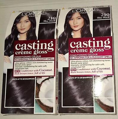 2 XL'Oreal Casting Creme Gloss Blue Black 210 Ammonia Free Hair Color Two New • £29.99