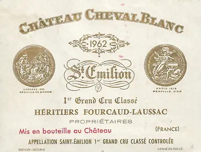 1960's-70's Chateau Cheval Blanc Grand Cru French Wine Label VTG Original A358 • $11.97