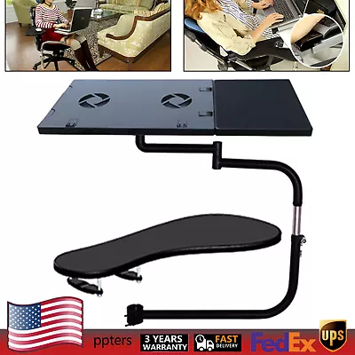 Laptop Mount Chair Clamping Support Rack Stand Keyboard Tray Adjustable Arm Rest • $96.90