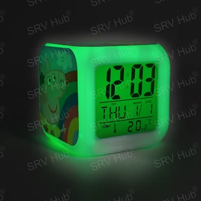 £13.99 • Buy 8cm Plastic Peppa Pig LED Digital Cube Alarm Clock Snooze Night Light Kids Gift