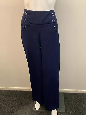 Review Blue Button Detail Pants Size 10   (# 1851) • $29.99