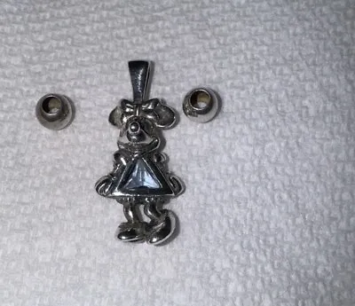 Vtg March Blue  Birthstone Pendant Disney 925 Sterling Silver Minnie Mouse • $25