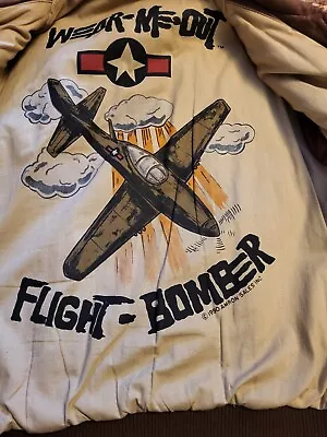 Vintage~ Wear Me Out ~Brown Leather Old Flight Bomber Jacket~ Size 44 • $58.50
